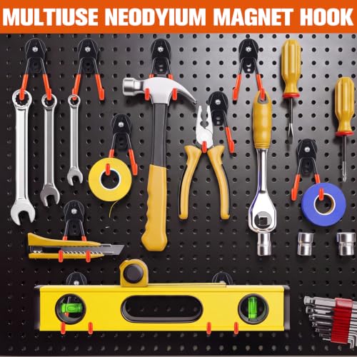 30 Pcs Large Magnetic Hooks Heavy Duty Garage Magnet Hooks Strong Storage Utility Magnetic Hangers with Anti Slip Rubber Coating for Indoor and Outdoor Hanging (30 Count)
