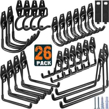 26 Pack Garage Hooks Heavy Duty Utility Steel with Anti