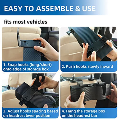 3-in-1 Car Headrest Organizer with 3.7" Cup Holder & Hooks-1PC