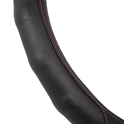 GripDrive Faux Black Leather Steering Wheel Cover for Car Truck Van SUV