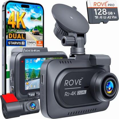 R2 4K Dual Dash Cam Front and Rear