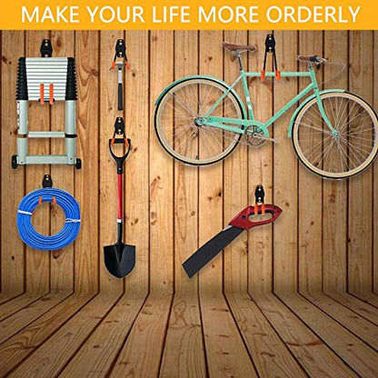 12pack Steel Garage Storage Utility Double Hooks Organizer Heavy Duty Wall Mount Tool Holder for Organizing Power Tools Ladders Bulk Items (12 Count)