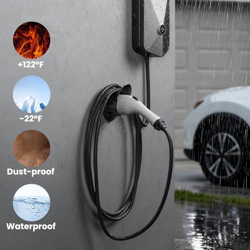 EV Charger Holder Wall Mount for SAE J1772 Electric Car Plug Nozzle Holster Dock and EV Cable Holder