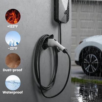 EV Charger Holder Wall Mount for SAE J1772 Electric Car Plug Nozzle Holster Dock and EV Cable Holder