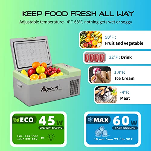 Y16T Portable Fridge 12 Volt Car Refrigerator 16 Quart Freezer for Fishing