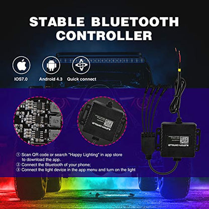 RGB LED Rock Lights Kit (4 Count)