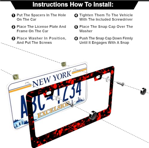 Blood Splattered Red Black License Plate Frames