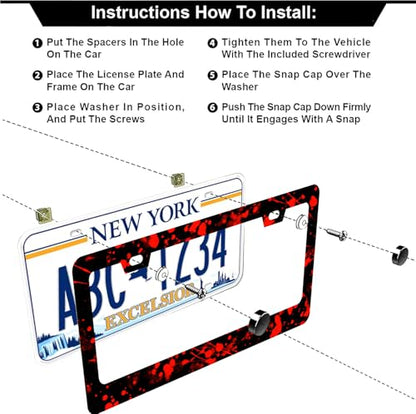 Blood Splattered Red Black License Plate Frames