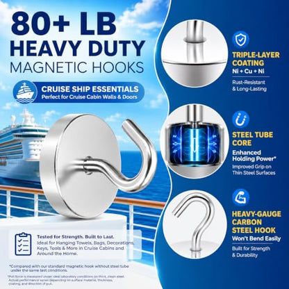 Magnetic Hooks Steel Tube Design for Cruise (10 Count)