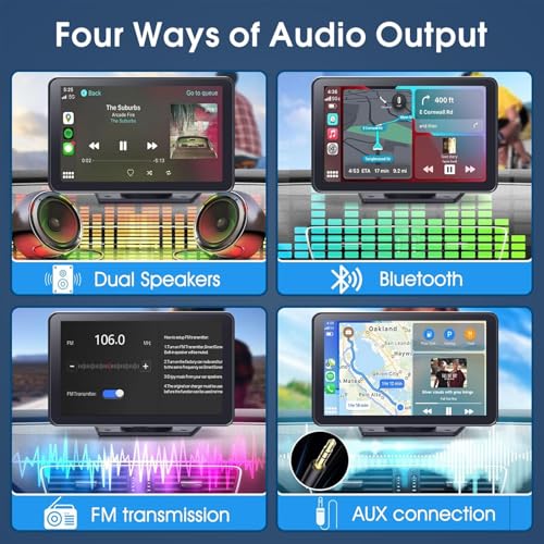 Carplay Screen for Car 7" HD Wireless Portable Car Play Touchscreen Stereo