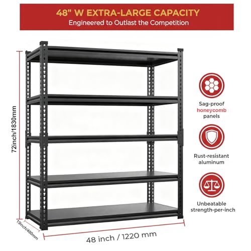 Heavy Duty Garage Shelving 3000lbs Capacity (5 Count)