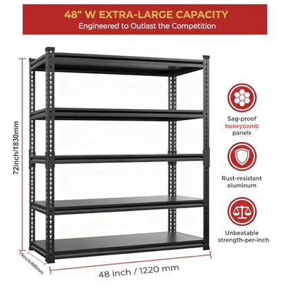 Heavy Duty Garage Shelving 3000lbs Capacity (5 Count)