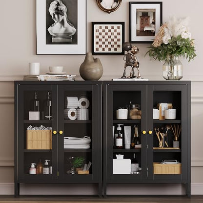 Metal Bathroom Cabinet with Glass Doors
