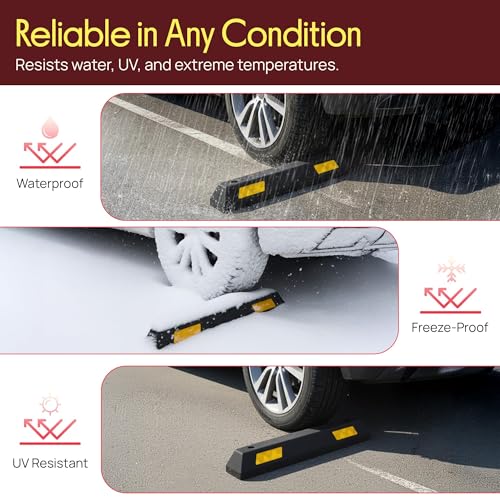 Curb Garage Vehicle Floor Stopper for Parking Safety 1PC Heavy Duty Rubber Parking Lot Driveway Stopper