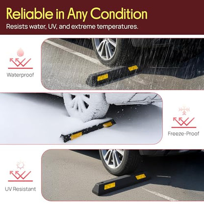 Curb Garage Vehicle Floor Stopper for Parking Safety 1PC Heavy Duty Rubber Parking Lot Driveway Stopper
