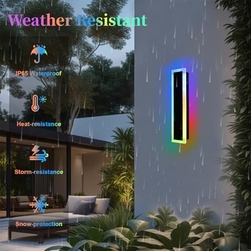 2 Pack RGB LED Outdoor Long Wall Lights (2 Count)