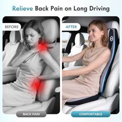 Memory Foam Car Seat Cushion and Lumbar Support Headrest Pillow