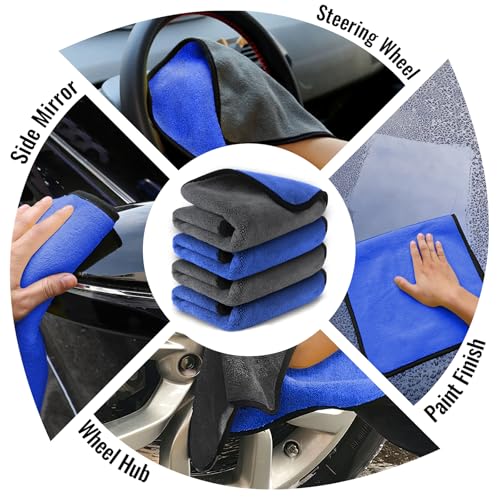 Microfiber Towels Cars Wash Drying Cleaning Cloth (4 Count)