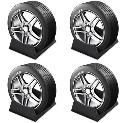 4 Pcs Car Tire Display Stand Wheel Display Rack Adjustable Width Rim Storage Wheel Rim Holder Tyre Stand Base Tire Tray Base for Exhibition Shop Garage Trade Show (4 Count)