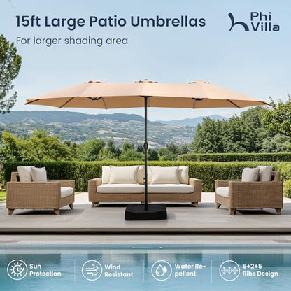 15ft Large Outdoor Patio Umbrella with Base Included