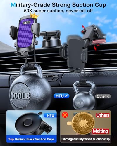 Car Phone Holder【2026 Upgraded 100+LBS Suction & Safety Cert】 Cell Phone Car Mount for Truck Heavy Duty Phone Holder for Dashboard