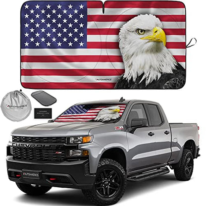 1 Piece Windshield Sun Shade New American Eagle Flag USA Patriotic Design