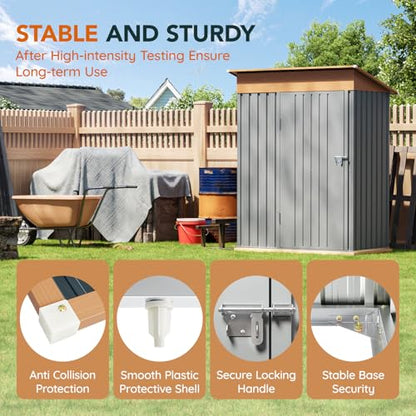 5x3FT Outdoor Storage Shed with Lockable Door