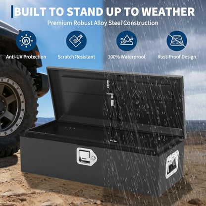 Truck Bed Tool Box 30x13x9.6 Inch Heavy Duty Steel Metal Tool Box for Truck Bed