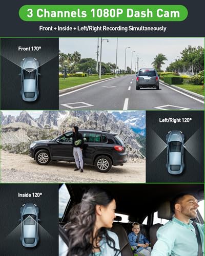 3 Channel 1080P Dash Cam Front and Inside Left