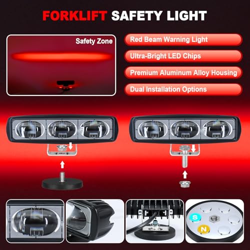 LED Red Line Forklift Safety Light for Warehouse Hazard Warning (2 Count)
