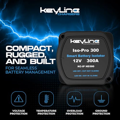 Dual Battery Isolator Heavy Duty 300 AMP 1000 AMP Peak Voltage Sensitive Relay VSR for 12 Volt Systems