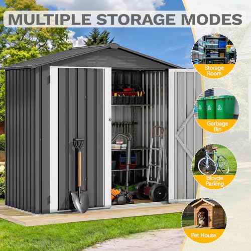 6x4ft Metal Outdoor Storage Shed