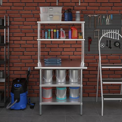 Stainless Steel Work Table with 2 Shelves