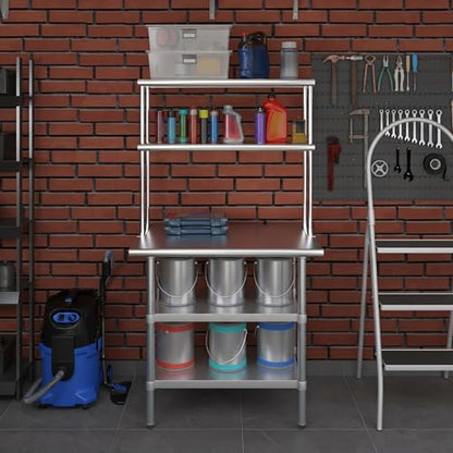 Stainless Steel Work Table with 2 Shelves