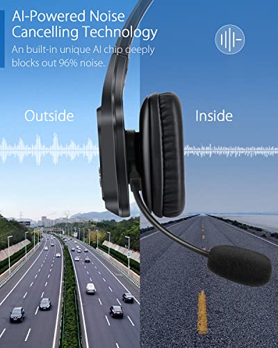 JM100 Trucker Bluetooth Headset with AI Noise Canceling