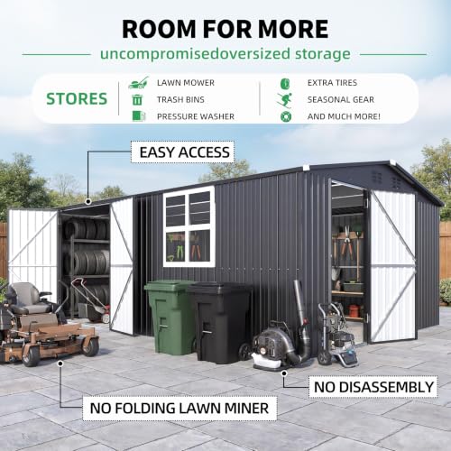12' x 16' Large Metal Outdoor Storage Shed with Windows