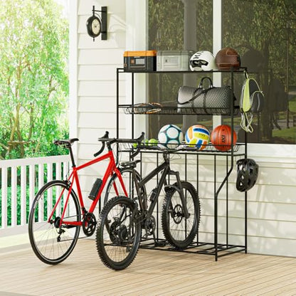 4 Bike Stand Bike Rack Garage with 3