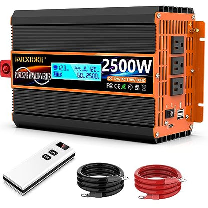 2500 Watt Pure Sine Wave Power Inverter 12V DC to 110V 120V Converter for Family RV Off Grid Solar System Car with Type
