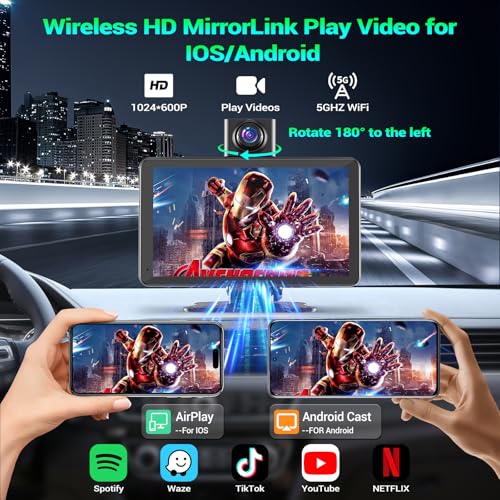 7" Portable Car Screen with Dual Dash Cam