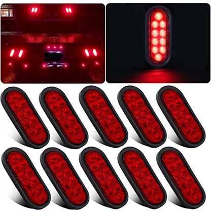 6 Inch Oval LED Trailer Tail Lights 10 LED (10 Count)