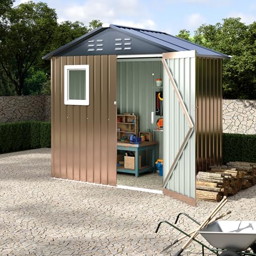 6x4 FT Metal Storage Sheds Outdoor with Window