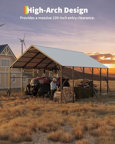 20x25 ft Vertical Roof RV Metal Carport