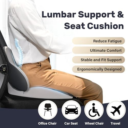 Car Seat Cushion and Lumbar Support Pillow