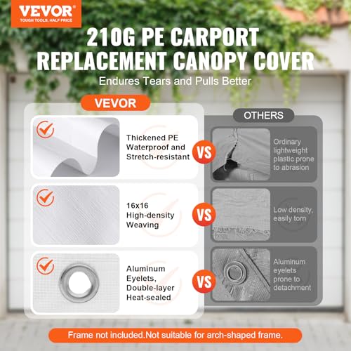 Carport Replacement Canopy Cover 10 x 20 ft