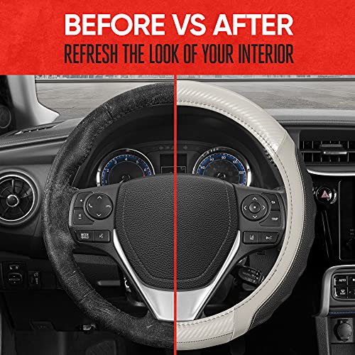 UltraSport White Carbon Fiber Steering Wheel Cover