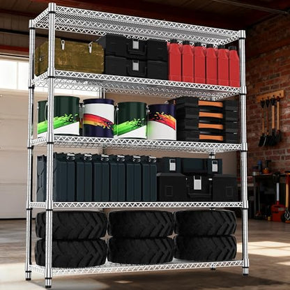 5 Tiers Shelf 3300 lbs Steel Storage Shelving Utility Shelving Unit Steel Organizer Wire Rack for Home (5 Count)