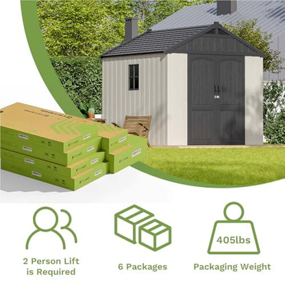 8x8 FT Resin Outdoor Storage Shed with Floor