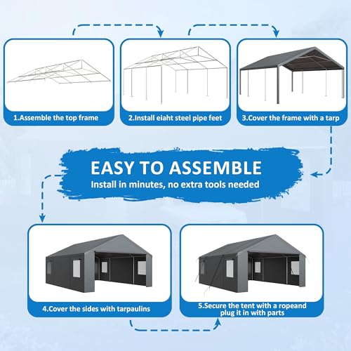 20x20 FT Heavy Duty Carport Tent with All