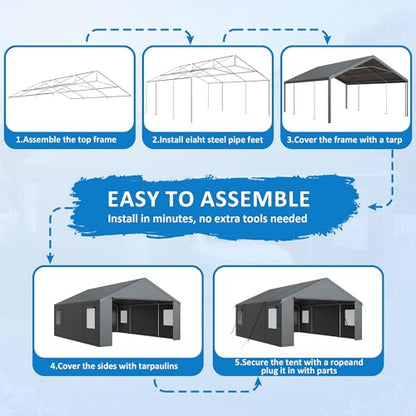 20x20 FT Heavy Duty Carport Tent with All