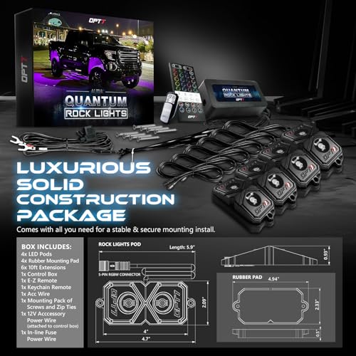 Quantum 4 Pod Aluminum RGBW LED Rock Lights with Remote